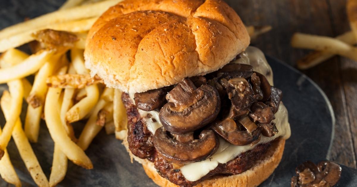 Cheese Hamburgers with Mushrooms and Fries