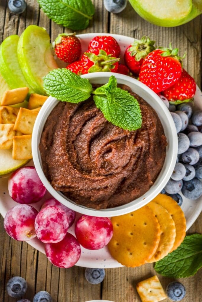 Chocolate Dip with Fresh Fruits and Crackers