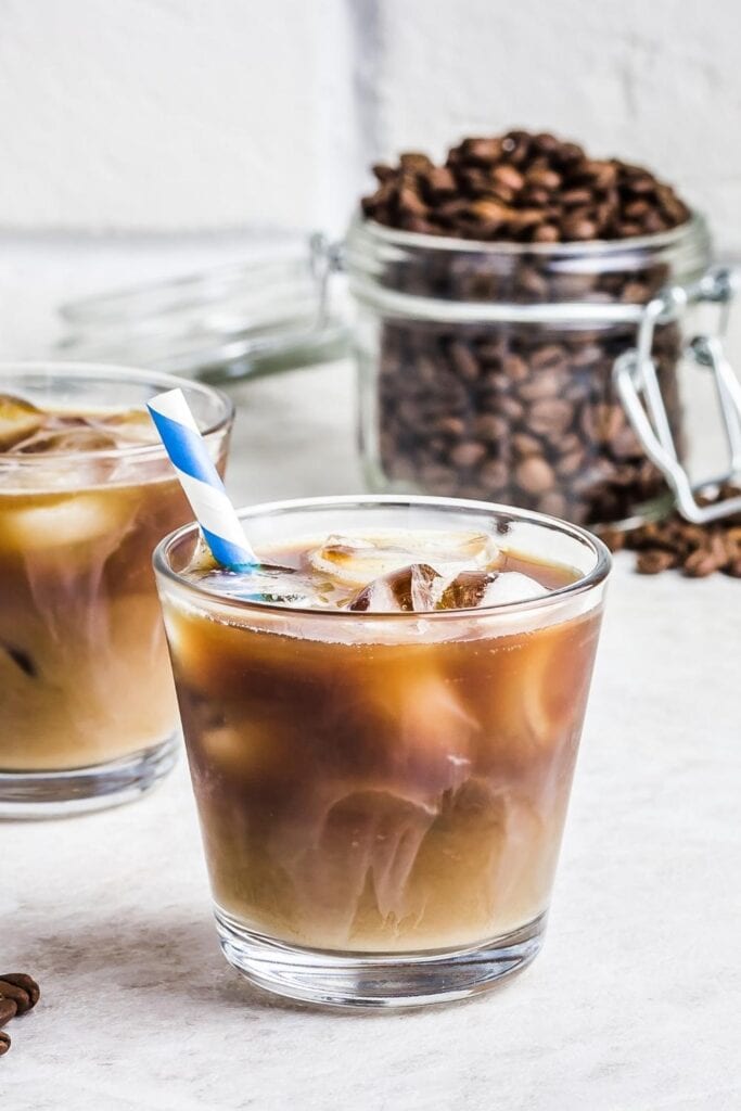 Iced Latte In a Glass with a straw