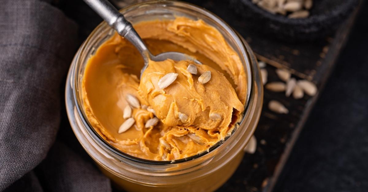 Jar of Sunflower Butter with Sunflower Seeds