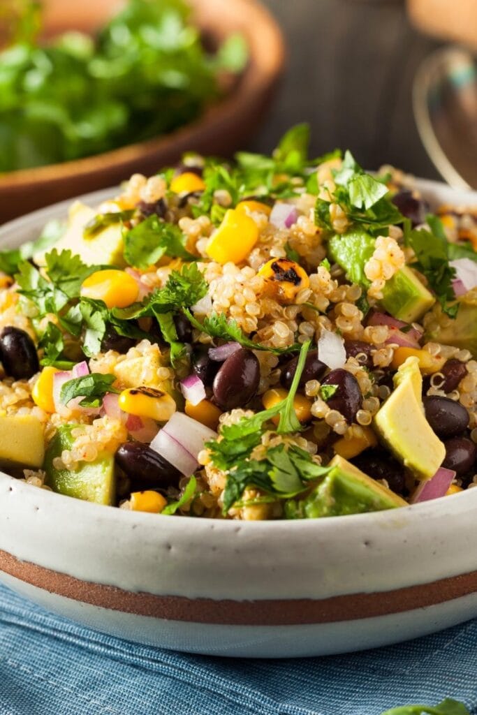 Mexican Quinoa with Black Beans, Mango and Avocados