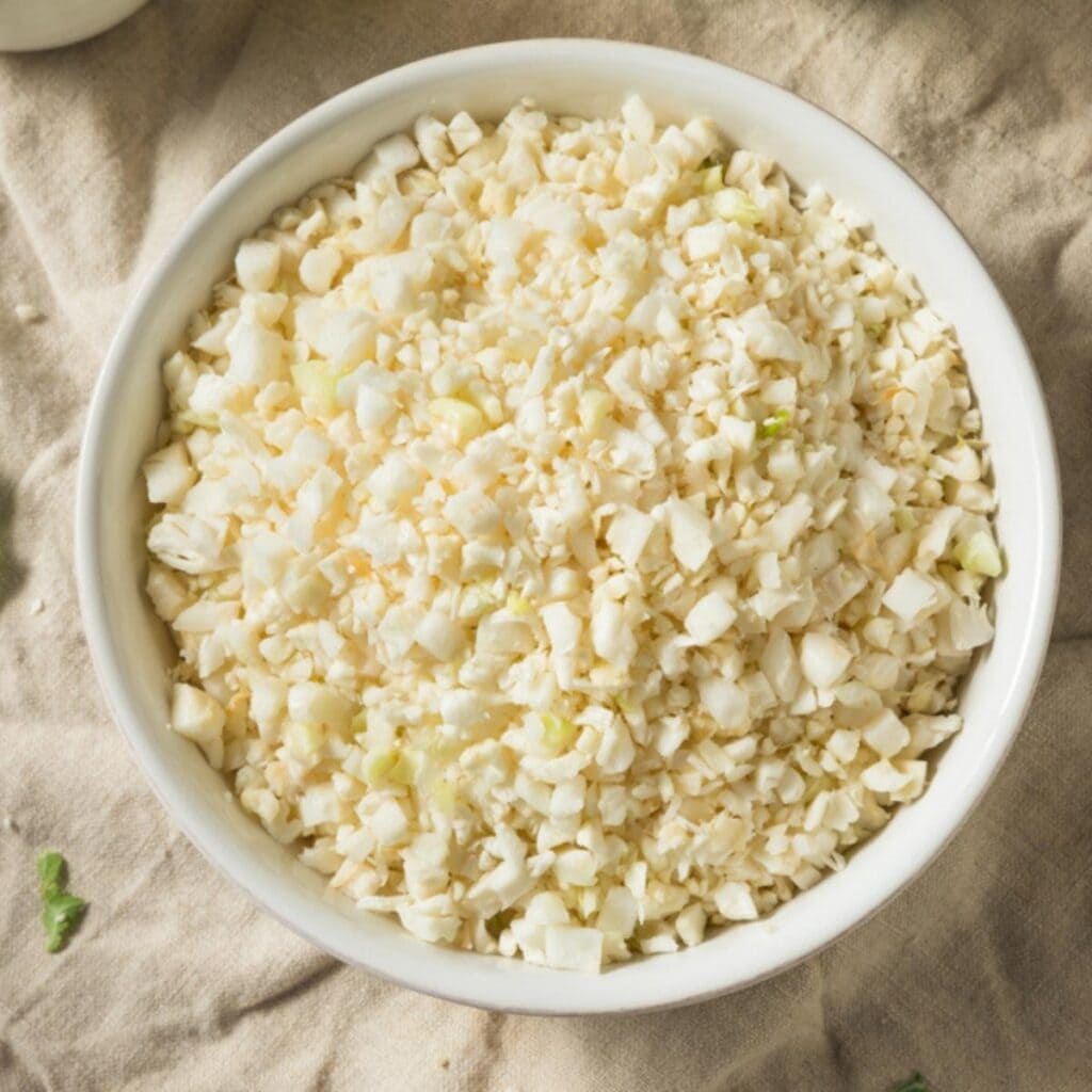 Riced Cauliflower in a bowl