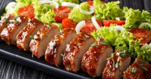 Saucy Baked Pork Tenderloin with Honey-Garlic Sauce and Fresh Vegetables