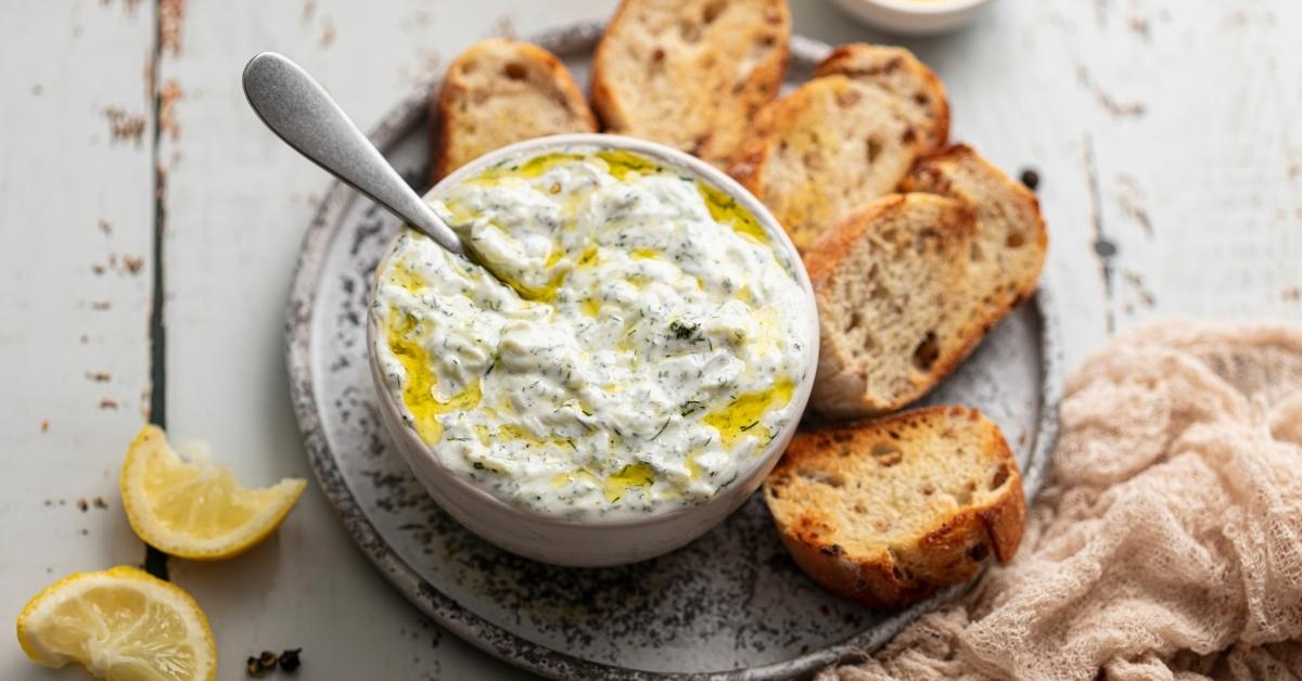 Tzatziki Yogurt with Herbs and Bread