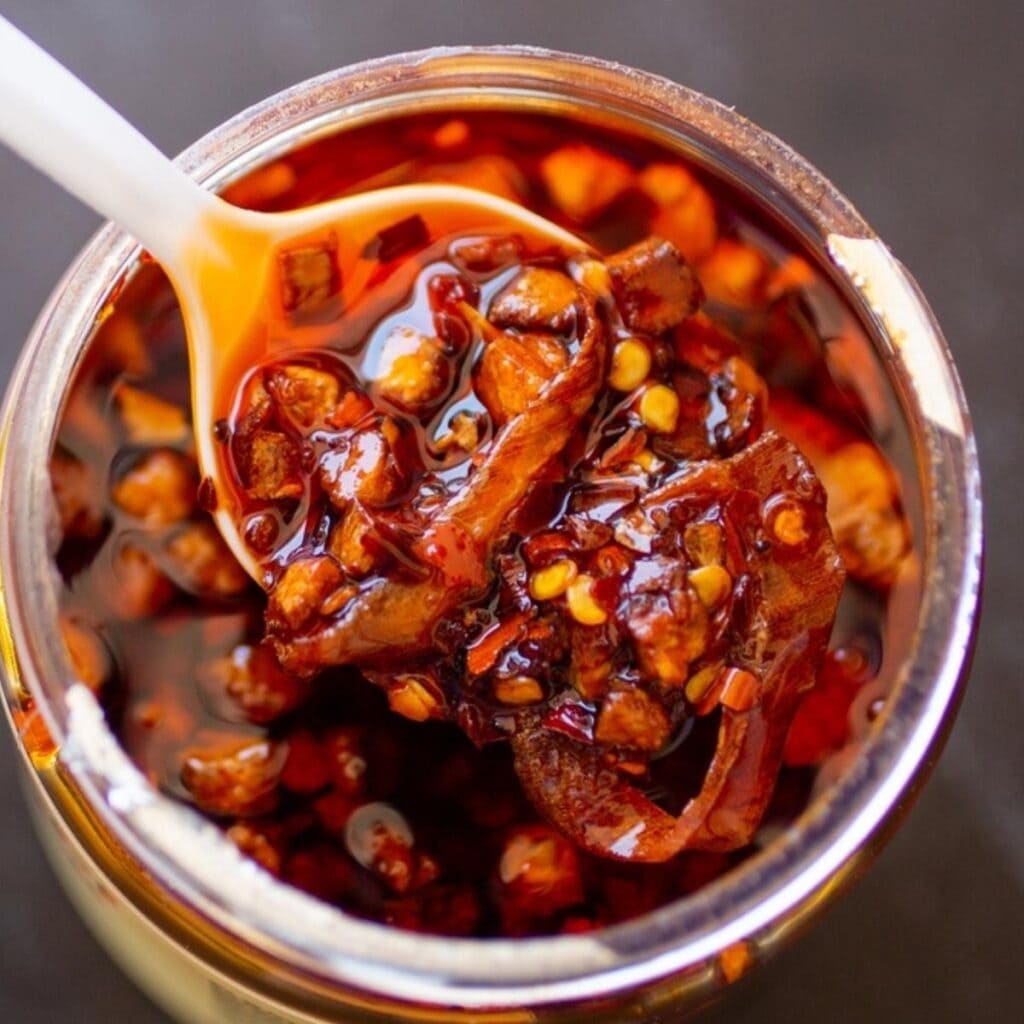 Chili Oil on a Glass Jar