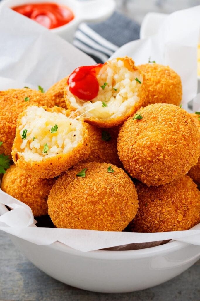 Fried Risotto Arancini with Ketchup