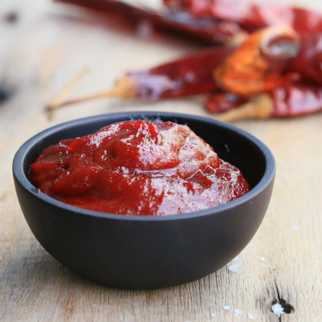 Gochujang Paste on a Small Black Bowl