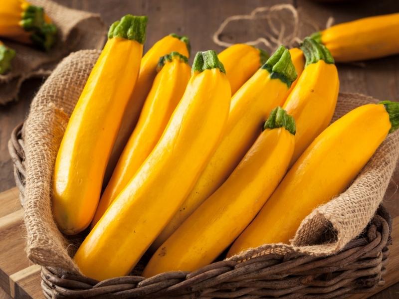 Golden Gourmet Zucchini on a Wooden Basket