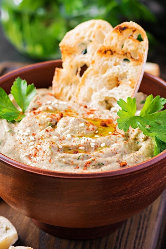 Healthy Vegan Baba Ganoush Dip with Bread