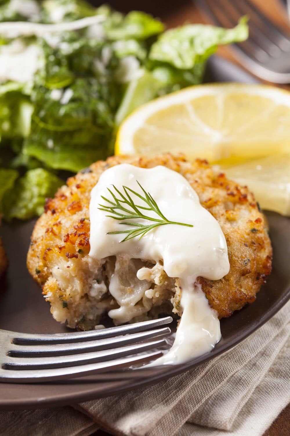 Homemade Paula Deen Crab Cakes with Mayonnaise and Lemon