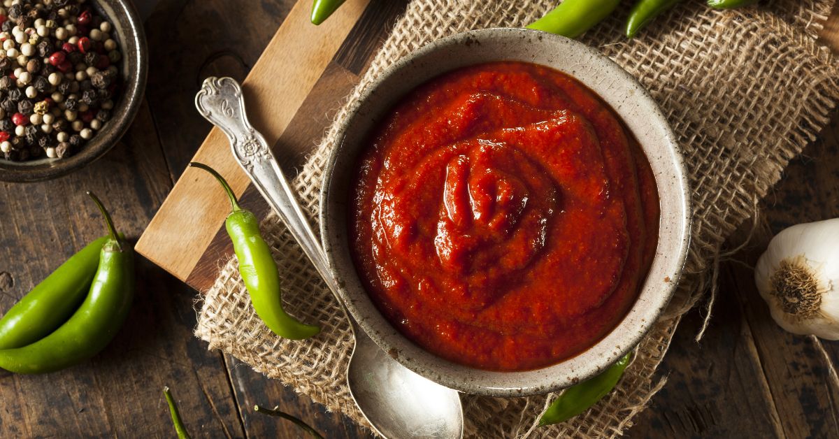 Homemade Spicy Red Sriracha in a Bowl