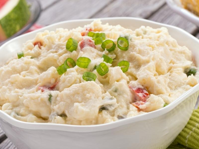 Potato Salad With Sliced Onion Leeks on Top