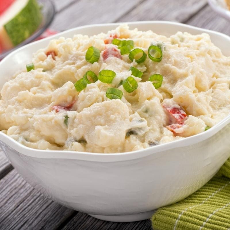 Creamy Potato Salad in a White Bowl