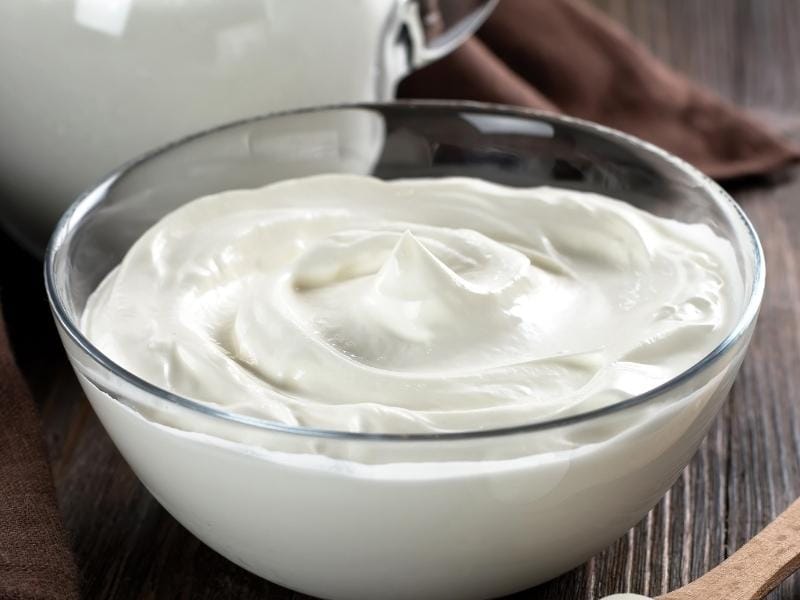 Glass Bowl With Probiotic Yogurt