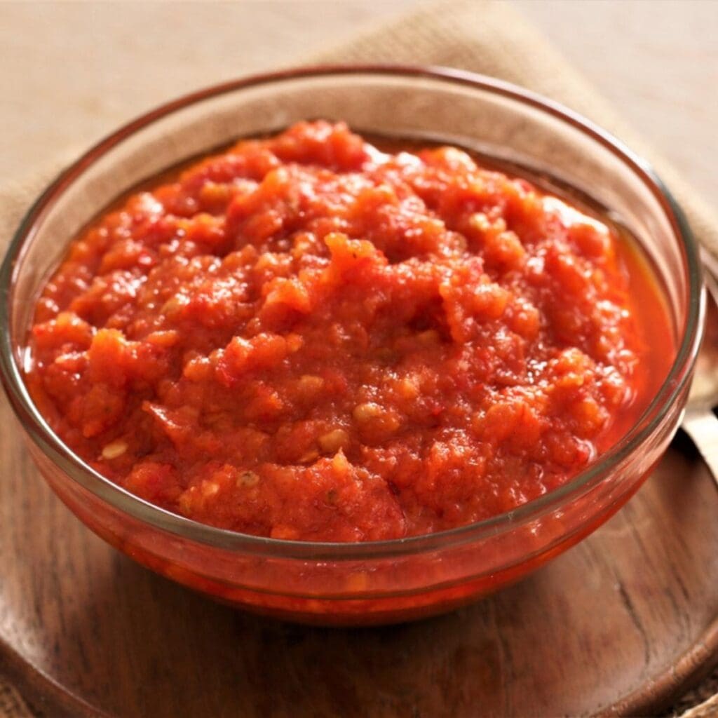 Sambal Oelek on a Glass Dish