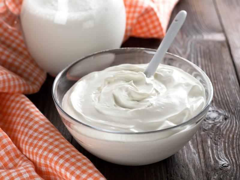 Sheep's Milk Yogurt on a Glass Bowl