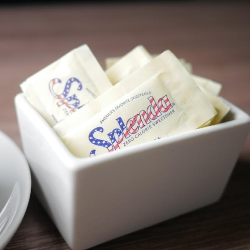 Square Ceramic Bowl with Splenda Packets