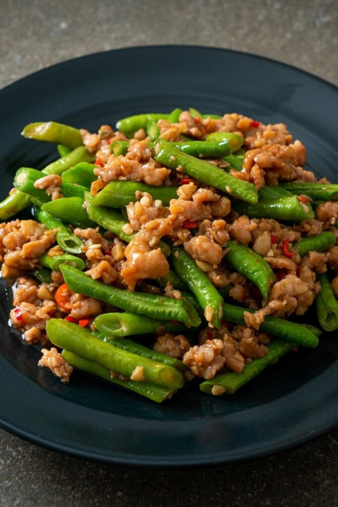 Stir-Fry Ground Pork with Green Beans and Pepper