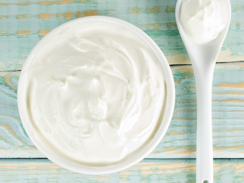 Swiss Yogurt on a Ceramic Bowl