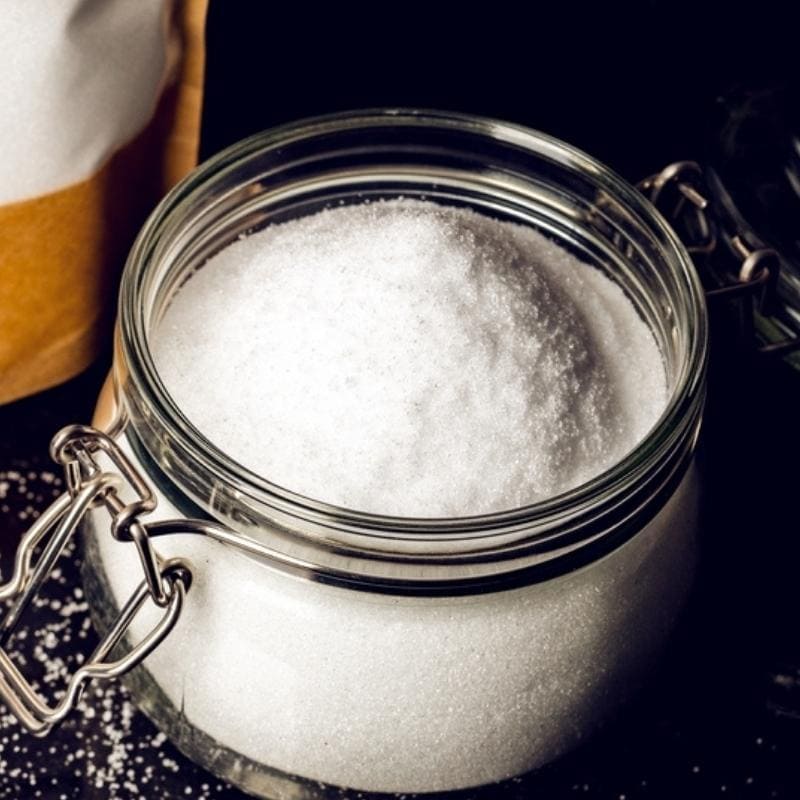 Xylitol Powder in a Glass Jar