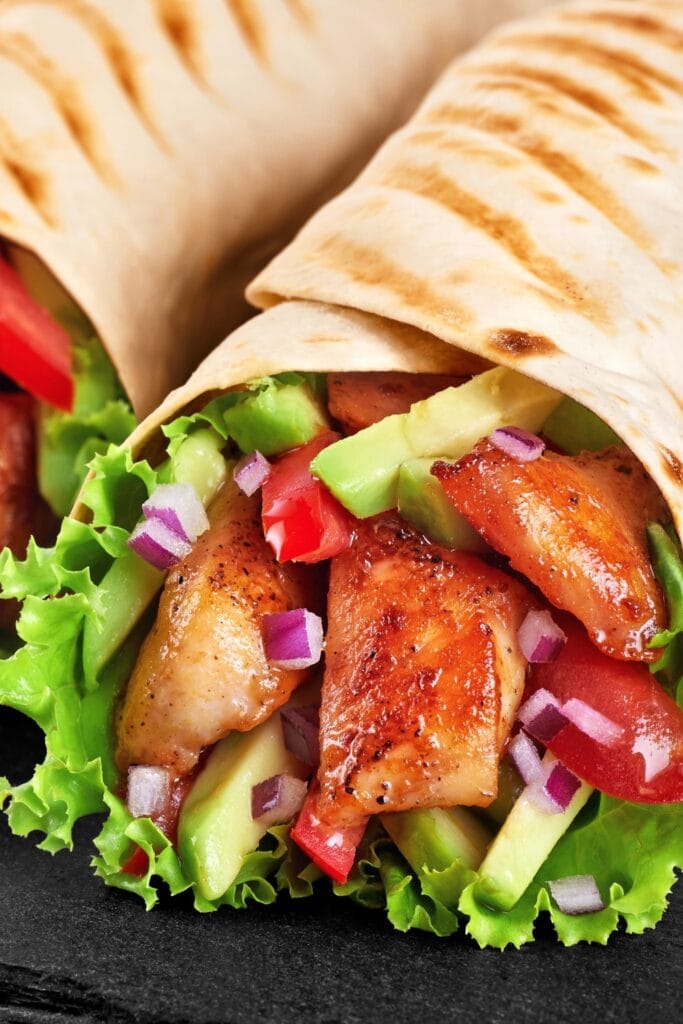 Burrito Wraps with Grilled Chicken and Vegetables