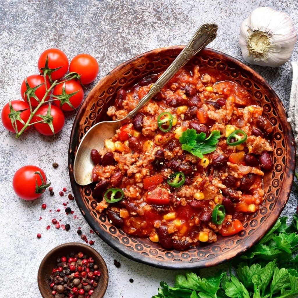 Chili Corn Carne with Red Beans and Tomatoes