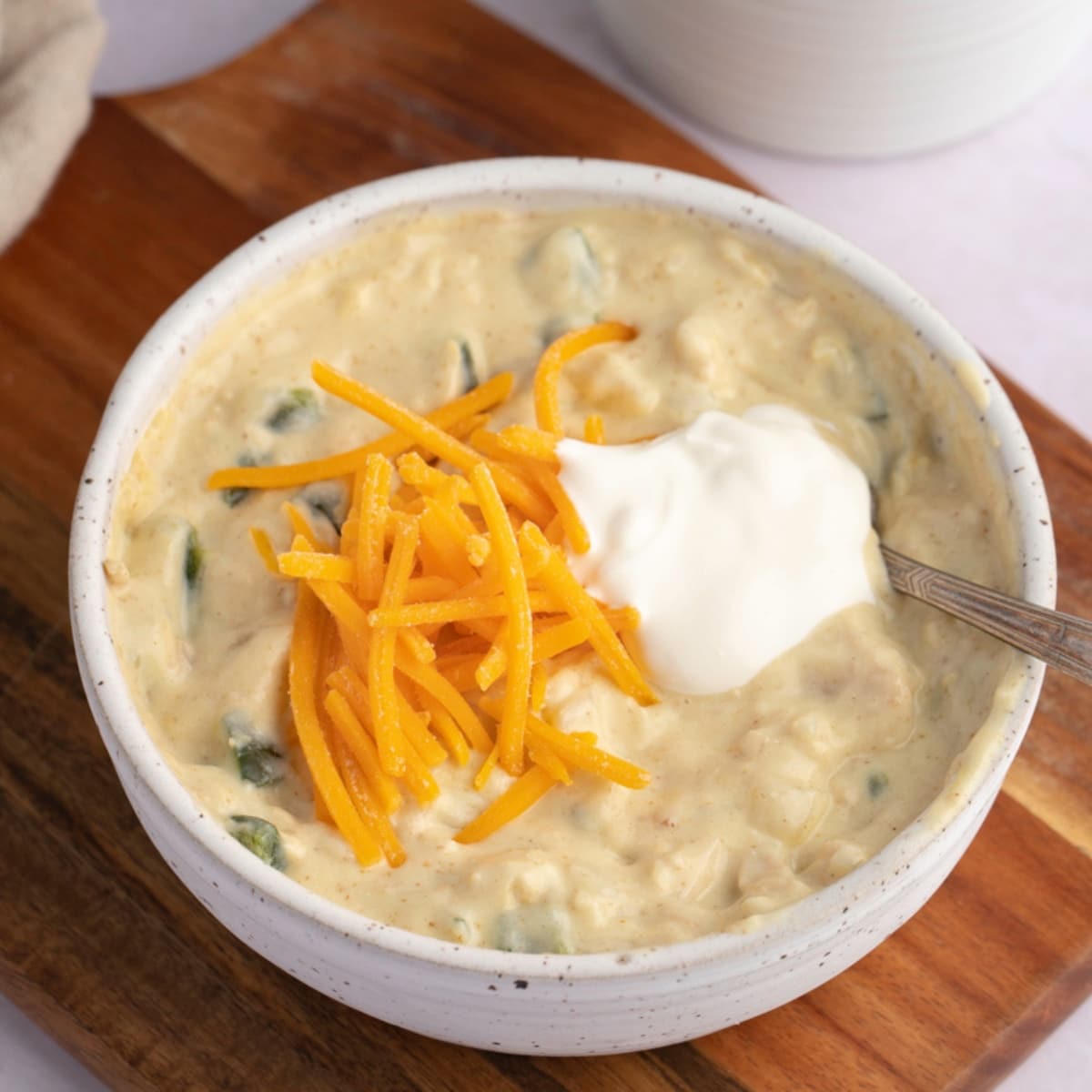 Green Chile Chicken Soup in a Bowl