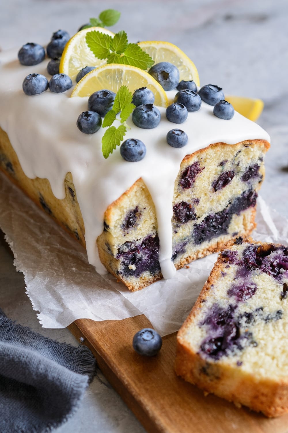 Homemade Blueberry Bread with Lemons and Sugar Glaze