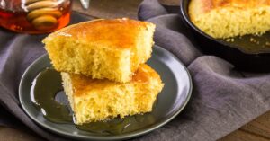 Homemade Sliced Cornbread with Honey