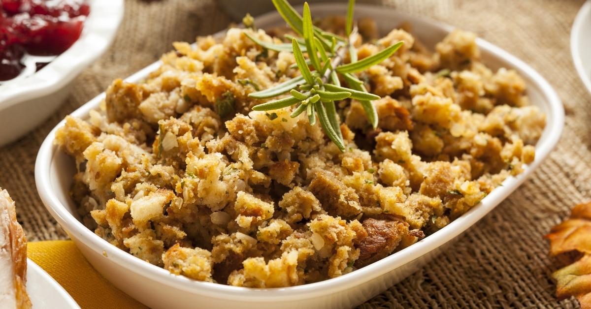 Homemade Thanksgiving Stuffing with Bread and Herbs