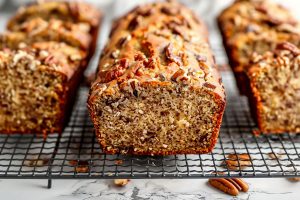 Ina Garten's Banana Bread Loaves Cooling on a Wire Rack