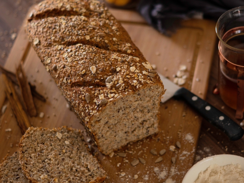 Multi-grain Bread in a Wooden Board