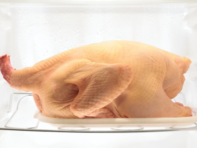Raw Turkey in Refrigerator