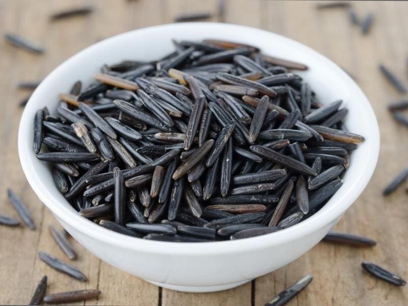 Wild Rice on a White Ceramic Bowl