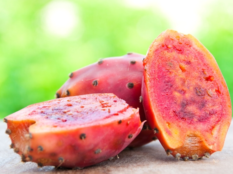 Whole and Sliced Cactus Pear