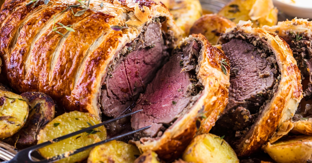 Homemade Beef Wellington with Roasted Potatoes