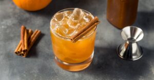 Homemade Refreshing Boozy Pumpkin Spice Bourbon with Cinnamon