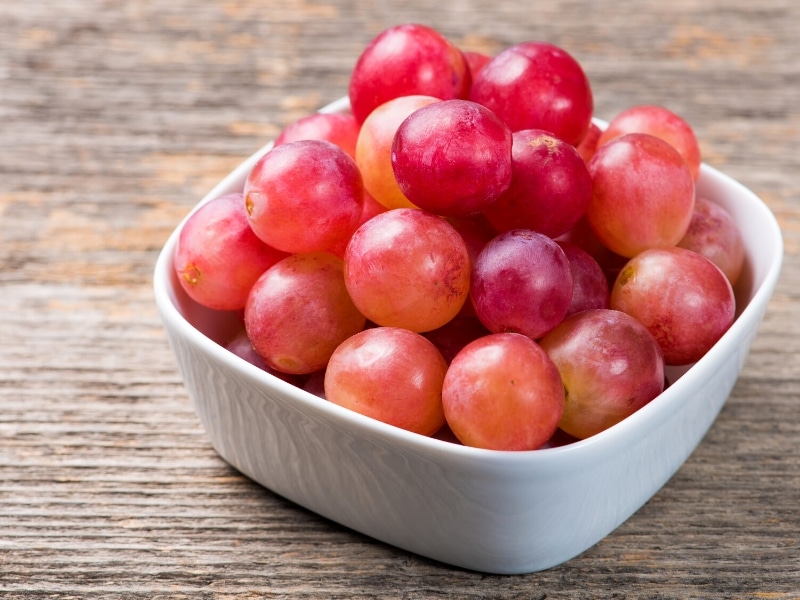 Pink Grapes on a Square Bowl