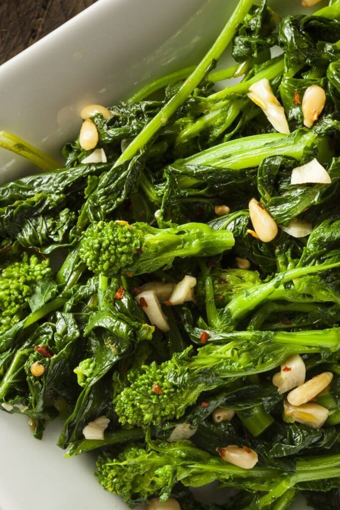 Sauteed Green Broccoli Rabe with Garlic and Nuts