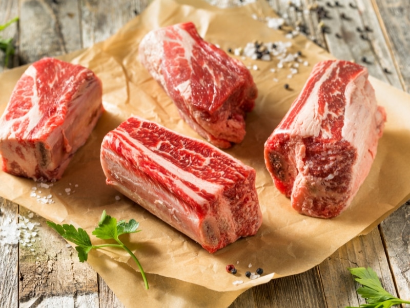 Raw Short Ribs on a Parchment Paper