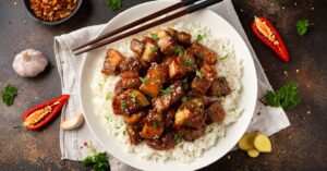 Sticky Braised Pork Belly with Rice