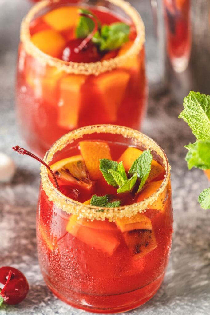 Boozy Spritzer Cocktail with White Wine and Cherries