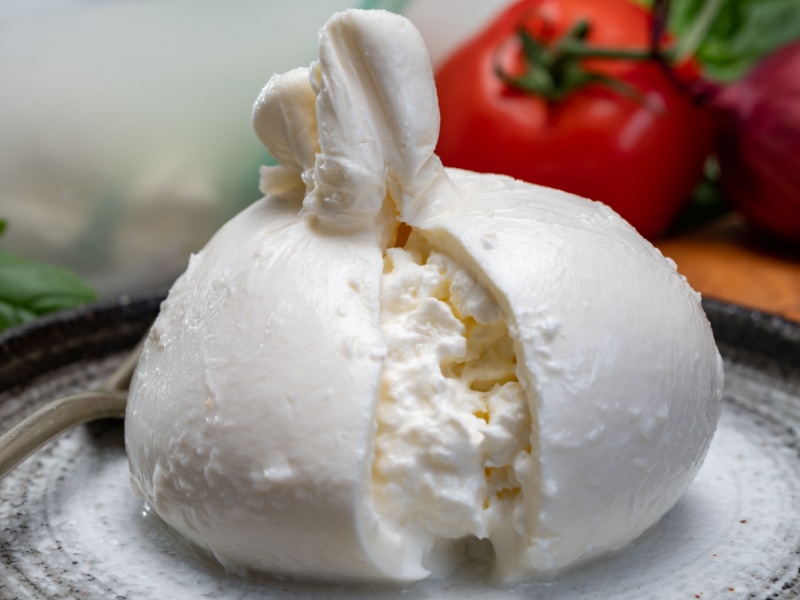 Burrata Cheese on a Saucer