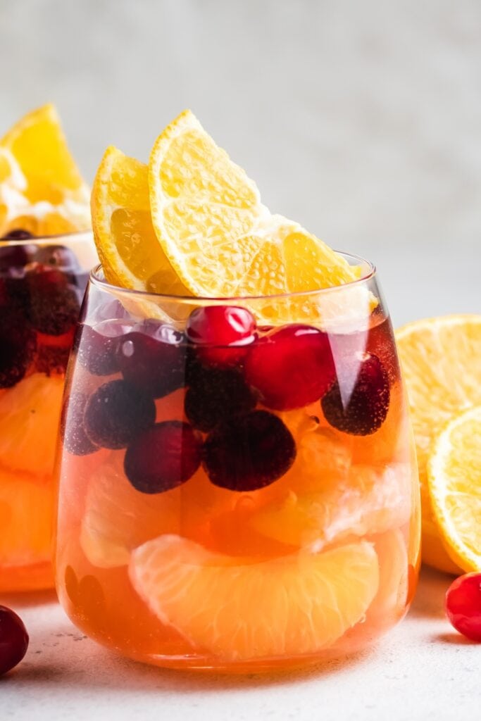 Cranberry Orange Sangria in Glasses