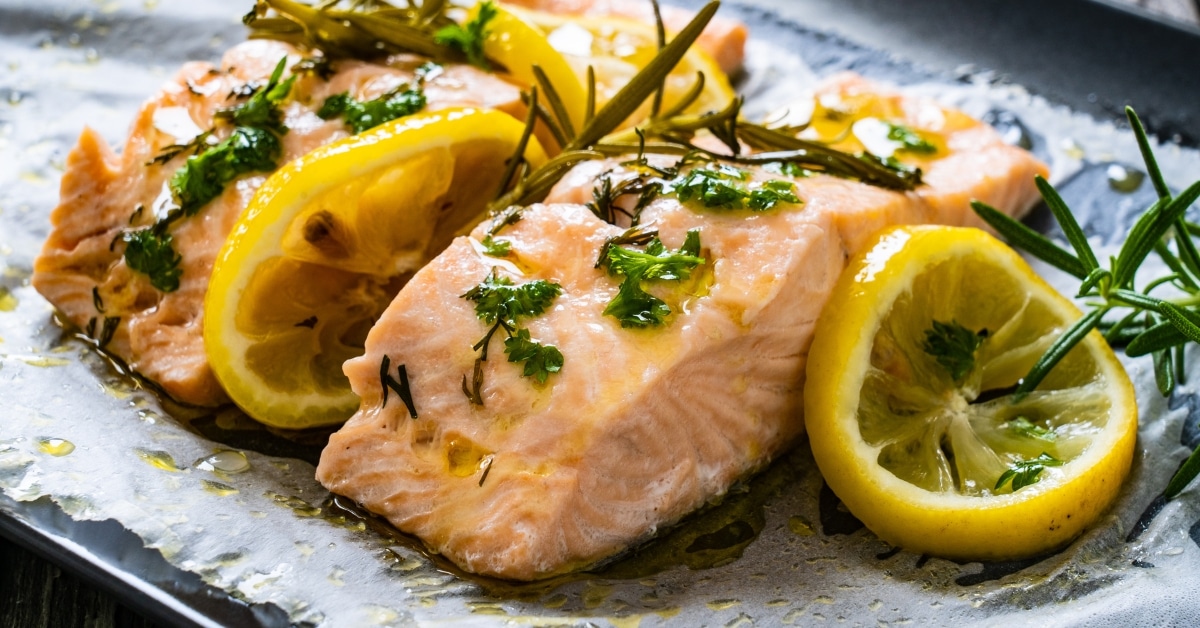 Healthy Homemade Salmon Steak with Lemons