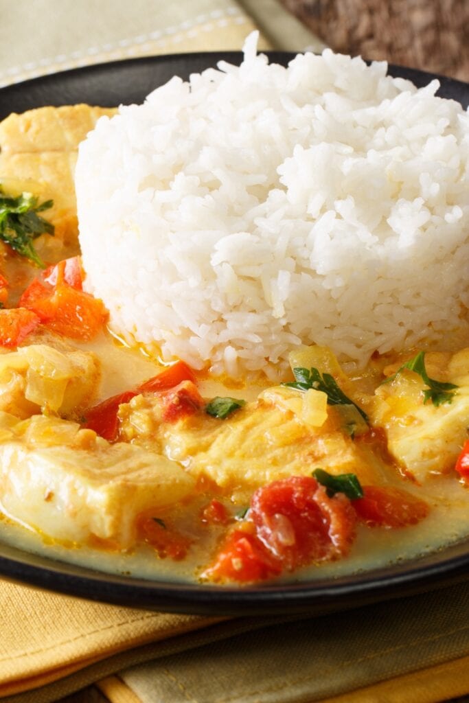 Homemade Fish and Rice with Coconut Sauce, Ecuadorian Food