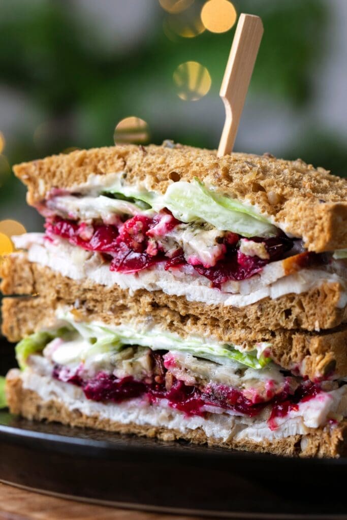 Homemade Turkey Cranberry Sandwich with Lettuce