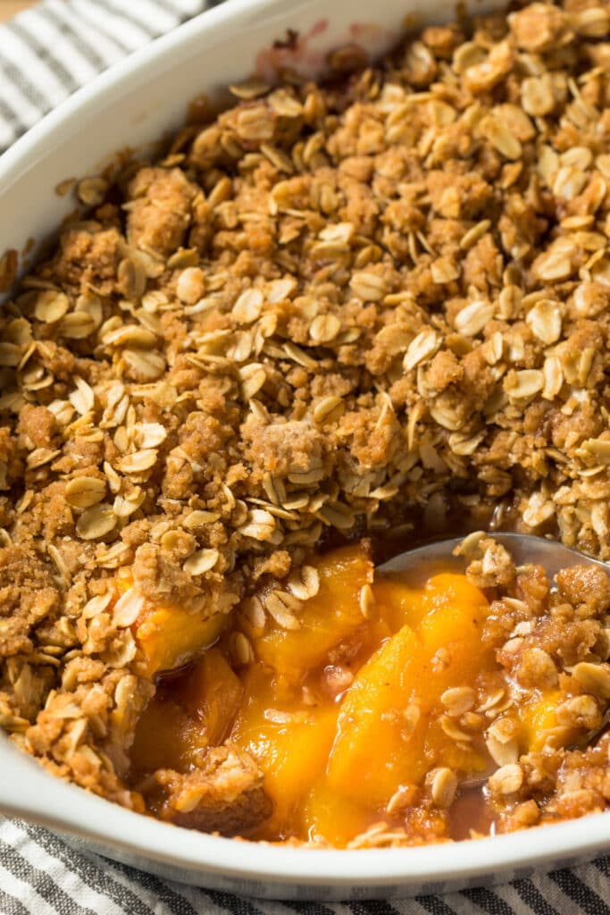 Peach Crisp in a Baking Dish