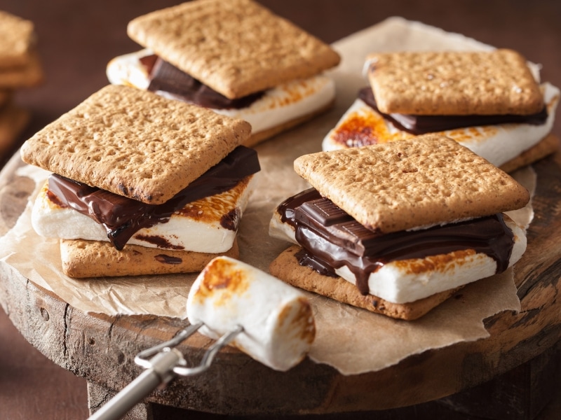 S’Mores on a Wooden Board