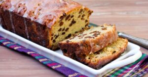 Sliced Irish Whiskey Cake with Raisins